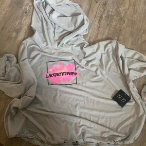 gray crop jacket with adjustable draw string